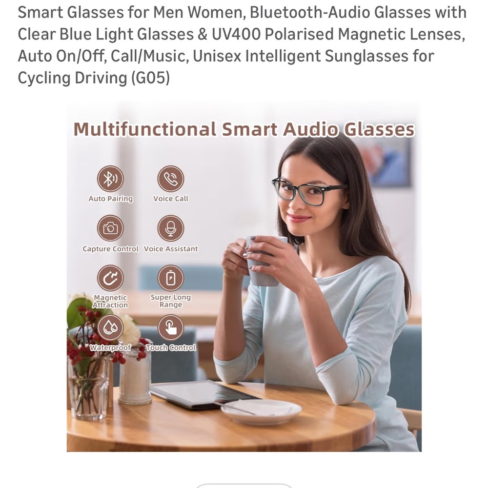 Smart Bluetooth Audio Glasses - Black - Picture 6 of 9